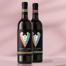 Black Rainbow Personlig Marskalkar Gay pride Vinflaska Etikett