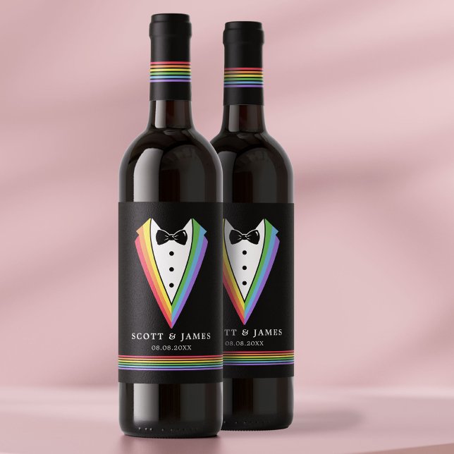 Black Rainbow Personlig Marskalkar Gay pride Vinflaska Etikett (Skapare uppladdad)