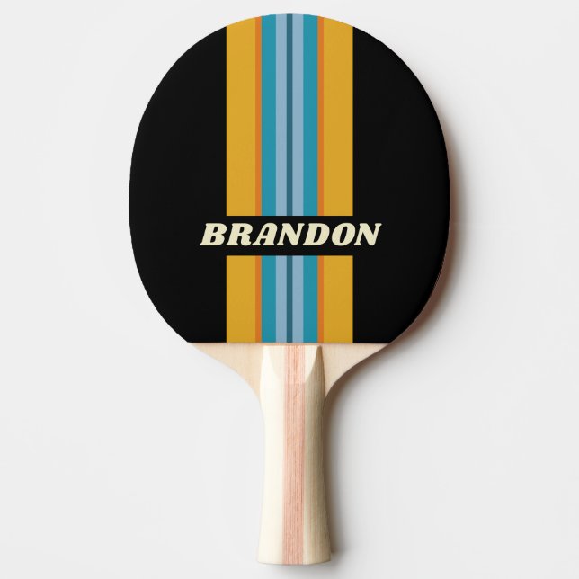 Black Rainbow Rally Stripe with Name Pingisracket (Framsidan)