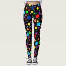 Black Rainbow Spots Leggings
