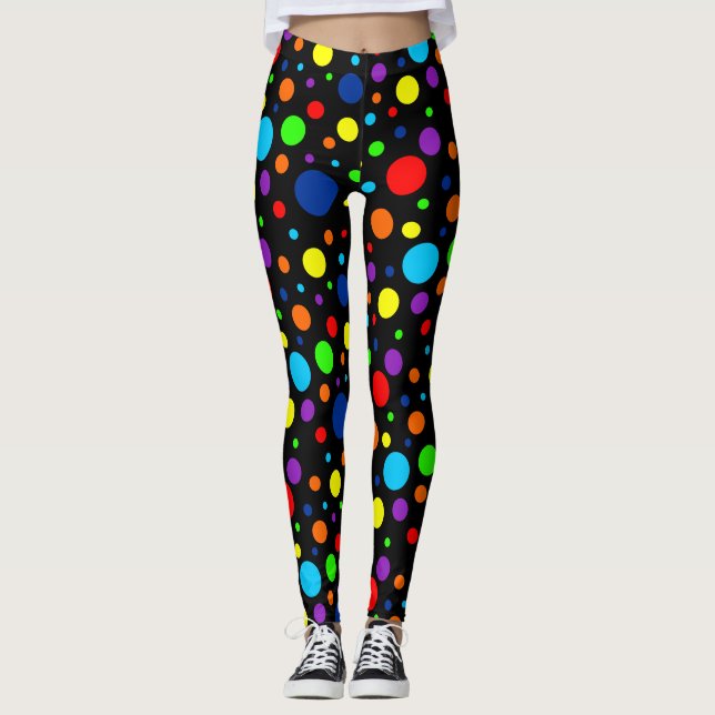 Black Rainbow Spots Leggings (Framsida)