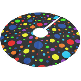 Black Rainbow Spots Träd Skirt Julgransmatta Borstad Polyester