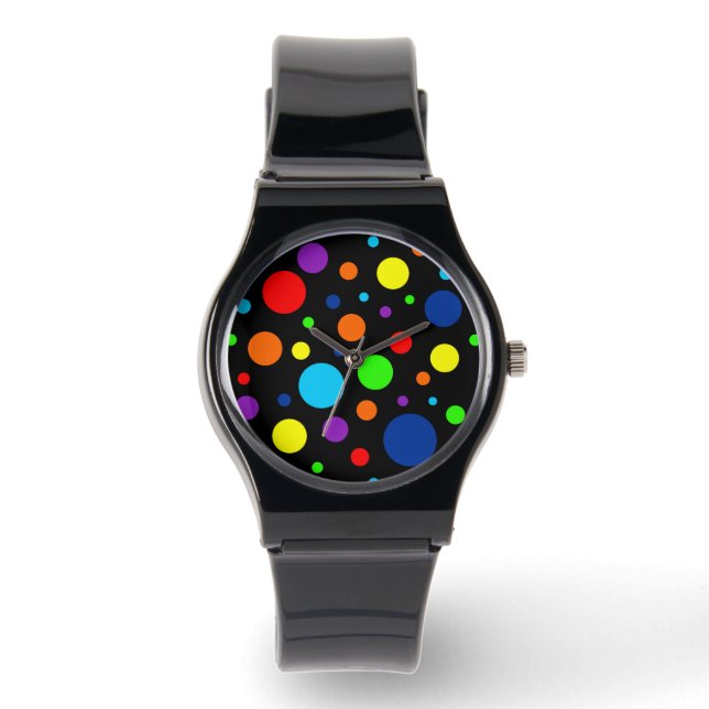 Black Rainbow Spots Watch Armbandsur (Framsida)