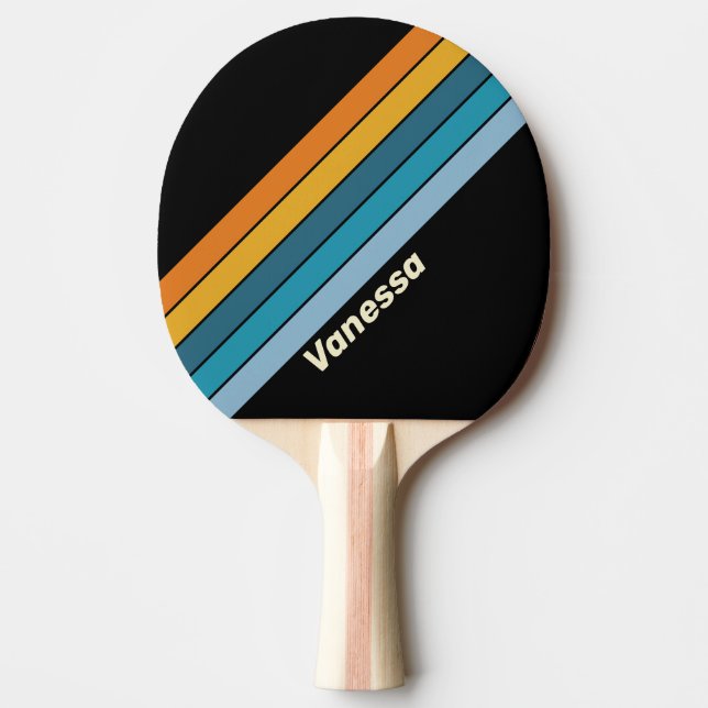 Black Rainbow Striped with Name Pingisracket (Framsidan)