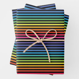 Black Rainbow Vågrät Rand Wrapping Papper