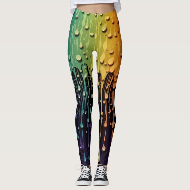 Black Rainbow Vatten droppar Leggings (Framsida)