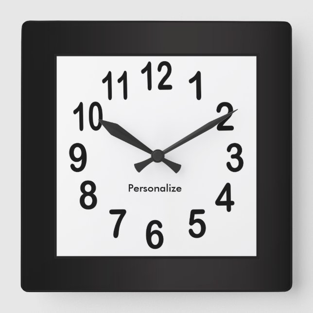 Black Ram och Numbers | DIY Background Färg Fyrkantig Klocka (Framsida)