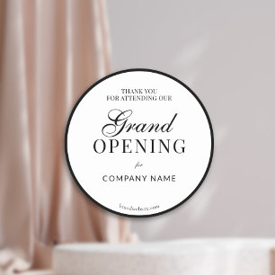 Black Ram Script Business Namn Grand Open Runt Klistermärke