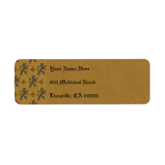 Black Rampant Lejon och Fleur de Lis Returadress Etikett