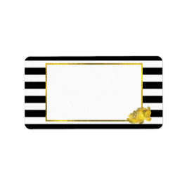 Black Rand & Faux Guld Peony Adressetikett