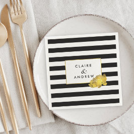 Black Rand & Faux Guld Peony Pappersservett