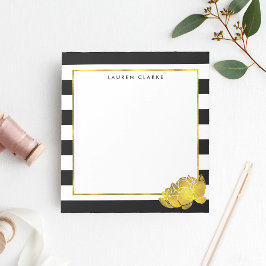 Black Rand & Faux Guld Peony Personlig Anteckningsblock