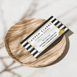 Black Rand & Faux Guld Peony Visitkort