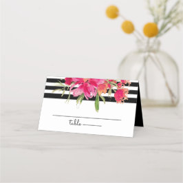 Black Rand | Fuchsia Flowers Bröllop Placeringskort