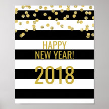 Black Rand Guld Confetti Gott nytt år 2018