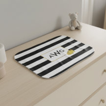 Black Rand & Guld Peony Monogram Burp Cloth