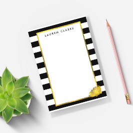 Black Rand & Guld Peony Post-it Block