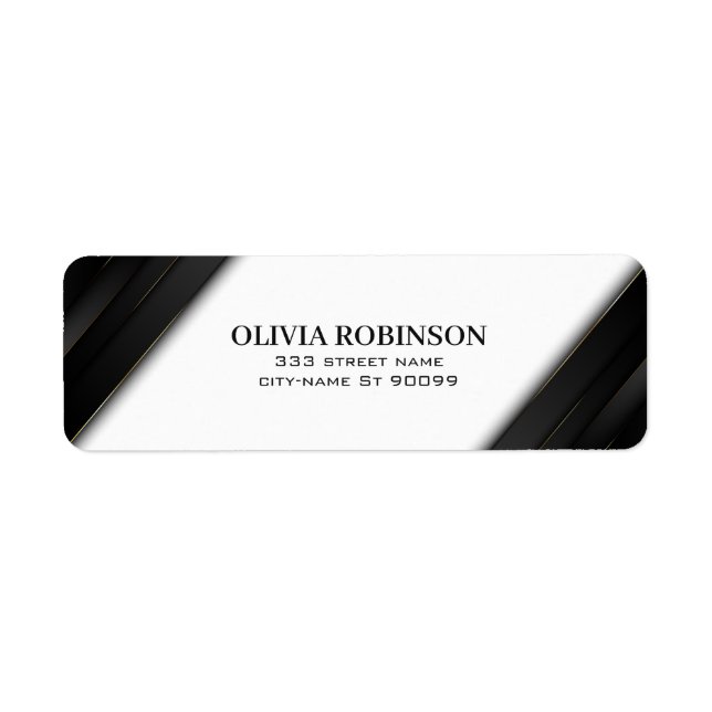 Black Rand Guld Thin Linjer Returadress Etikett (Framsidan)