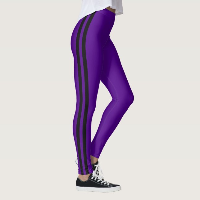 Black Rand Lila Leggings Anpassningsbar Färg Sport (Höger)