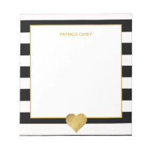 Black Rand & Metallic Guld Heart Anteckningsblock