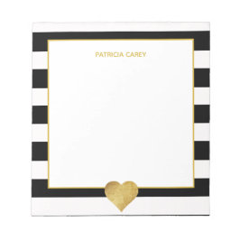 Black Rand & Metallic Guld Heart Anteckningsblock