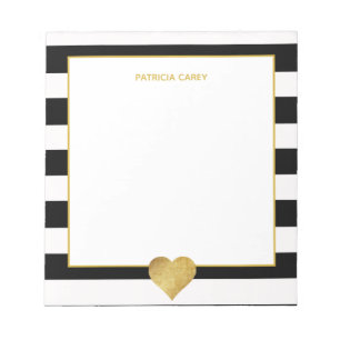 Black Rand & Metallic Guld Heart Anteckningsblock