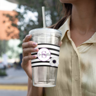 Black Rand och Anemone Monogrammed Personlig Take Away Mugg