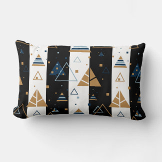 Black Rand och Colorful Triangles Mönster Lumbarkudde