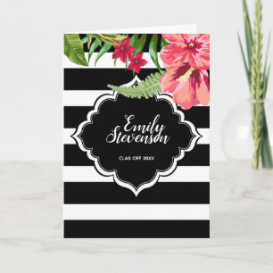 Black Rand och Tropical Flowers- Studenten Helgkort