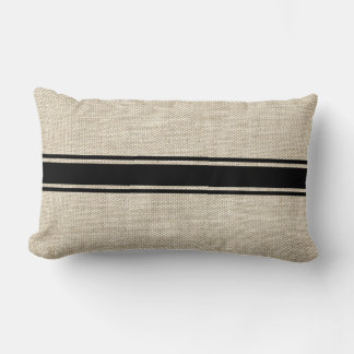 Black Rand på Faux Burlap Dekorativ kudde
