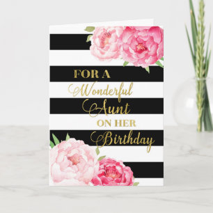 Black Rand Rosa Flowers Moster Birthday Card Kort