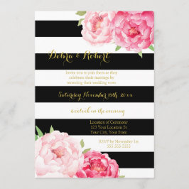 Black Rand Rosa Flowers Vow Renewal Call Inbjudningar