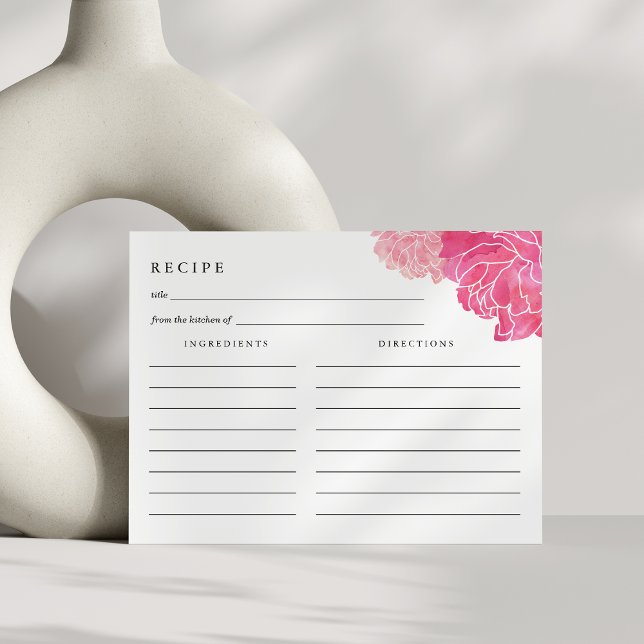 Black Rand & Rosa Peony Recept Card (Skapare uppladdad)