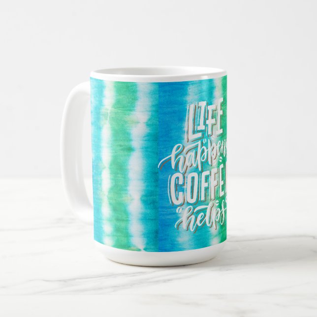 Bläck Rand sommarvibes Tie dye Kaffemugg (Framsida vänster)