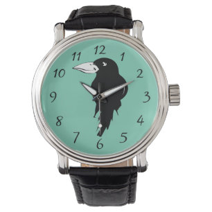 Black Raven Bird Illustration Armbandsur