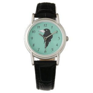 Black Raven Bird Illustration Armbandsur