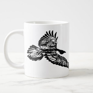Black Raven Bird Soaring i flygsvopning Art Jumbo Mugg