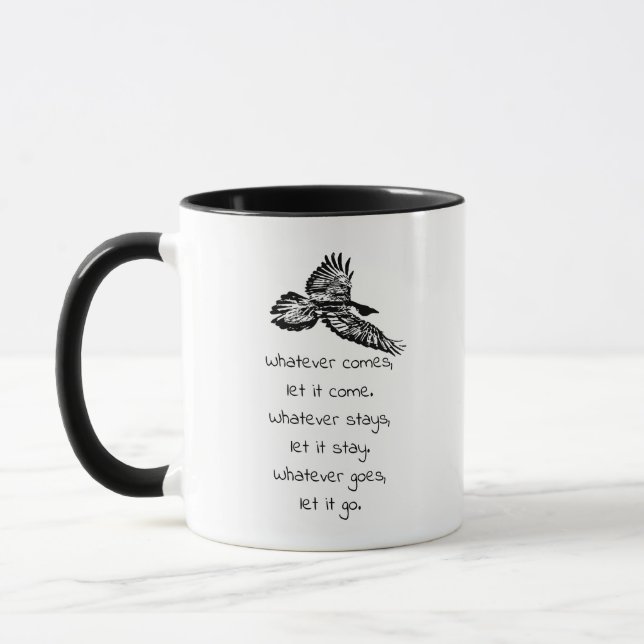 Black Raven Bird Soaring inspirational Quote Mugg (Vänster)