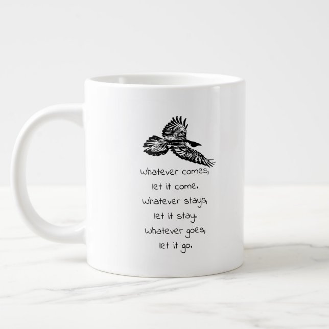 Black Raven Bird Soaring inspirational Quote Mugg Jumbo Mugg (Vänster)