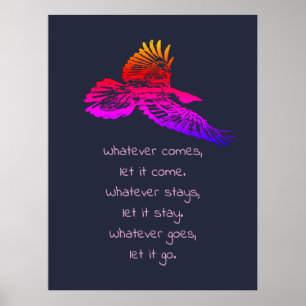 Black Raven Bird Soaring inspirational Quote Poster