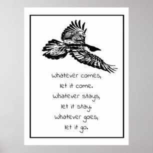 Black Raven Bird Soaring inspirational Quote Poster