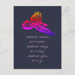 Black Raven Bird Soaring inspirational Quote Vykort