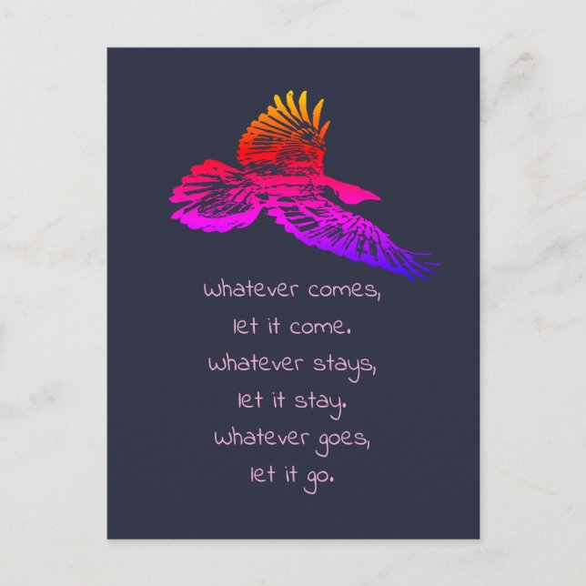 Black Raven Bird Soaring inspirational Quote Vykort (Framsida)