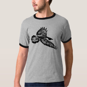 Black Raven Bird Soaring under flygning T Shirt