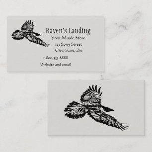 Black Raven Bird Sooring in Flight Art Visitkort