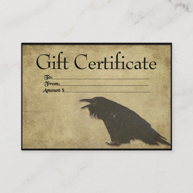 Black Raven - Black Raven - Prim Gift Certificate  Rabattkort (Framsida)