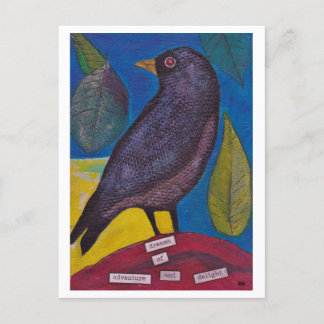 Black Raven Collage Card-vykort Vykort