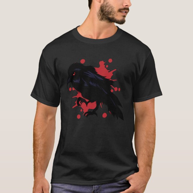 Black Raven Crow T Shirt (Framsida)