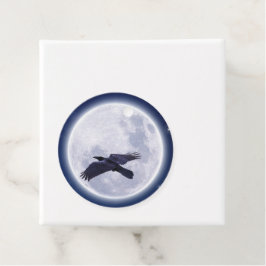 Black Raven Full Moon Night Himmel Gåvor Etiketter