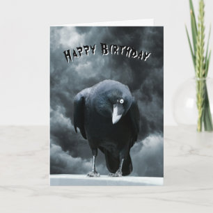 Black Raven Gothic Birthday Kort